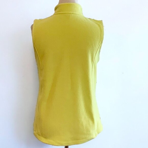 Talbots Ladies Petite green sleeveless fleece vest zip front pockets collared MP - Picture 4 of 5